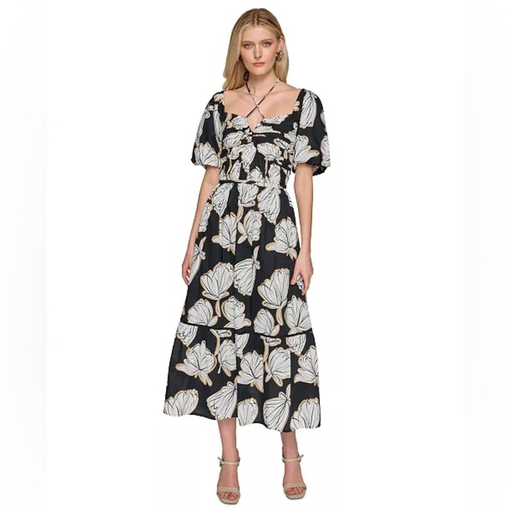 Karl Lagerfeld Women's Cotton Tie-Neck Dress